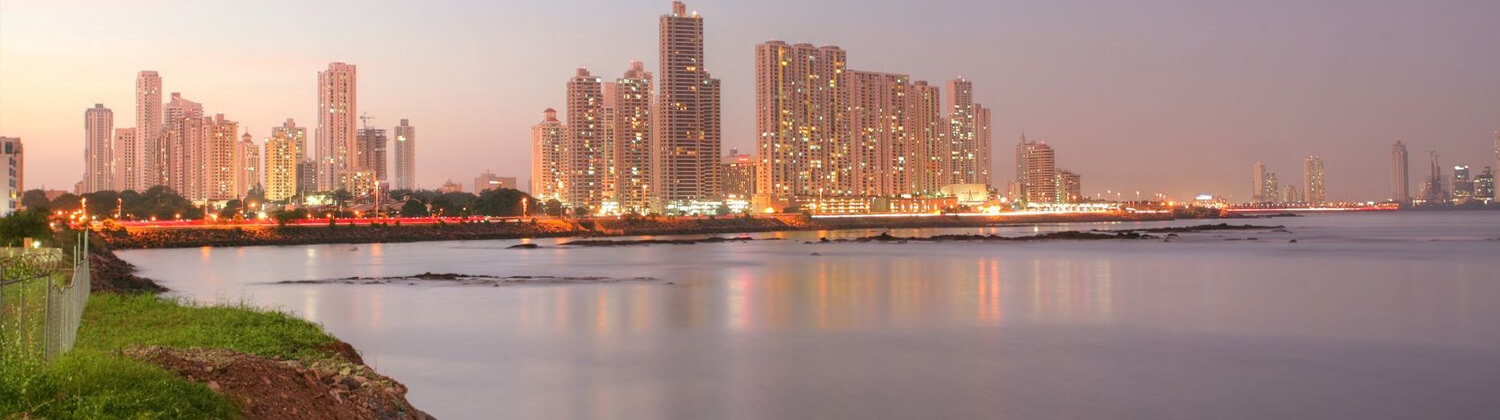 Shoreline of Panama City Beach Florida at sunset